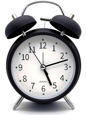 Delixa Valkyrie 16CM Büyük Boy Akar Saniyeli Alarm Çalar Saat - Nostaljik Masa Saati Siyah