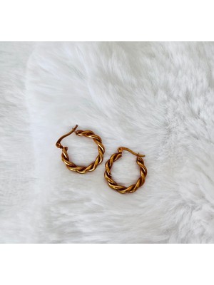 Normadia Antika Tarzı Bronz Burgu Model Çelik Halka Küpe, Şık ve Dayanıklı Tasarım