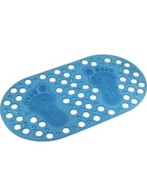 Delixa Efe Mark Premium Serisi Banyo - Küvet Içi Kaydırmaz Vantuzlu Ayak Desenli Paspas 66,5 x 36,5 Cm, Mav
