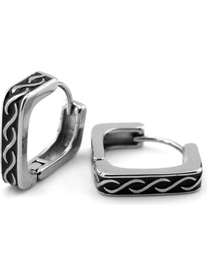 Normadia Şık Sarmal Desenli Paslanmaz Çelik Erkek Küpe ER178