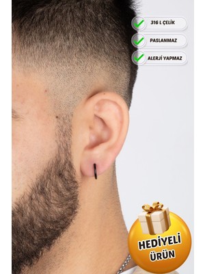 Normadia Şık Erkek Çelik Halka Küpe Paslanmaz ve Kararma Yapmaz