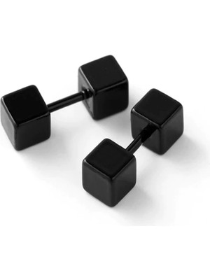 Normadia Paslanmaz Çelik Halter Küpe Siyah 2'li Set, Şık ve Modern Tasarım