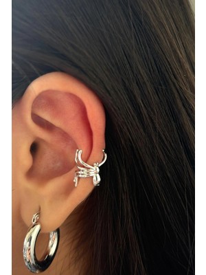 Normadia Şık Örümcek Desenli Kadın Sıkıştırmalı Earcuff Kıkırdak Küpe