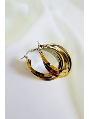 Normadia Paslanmaz Çelik 3 Sıra Halka Küpe, Şık ve Modern Takı Seçeneği