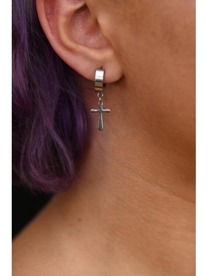 Normadia 316L Cerrahi Çelik Iğneli Haç Figür Küpe Tek Adet