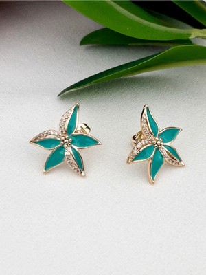 Normadia Kadınlar Için Zirkon Taşlı Deniz Yıldızı ve Çiçekli Küpe