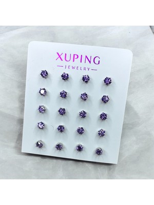 Normadia Mini Mor Çelik Elmas Küpe, Şık ve Zarif Tasarım