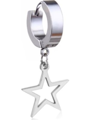 Normadia 316L Çelik Yıldız Sallantılı Kalın Halka Küpe, Şık ve Modern Tasarım