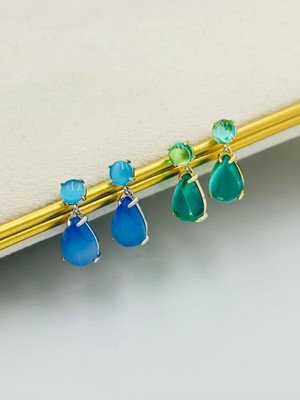 Normadia Mavi Kristal Kaya Taşı Damla Küpe Çelik Tasarım, Şık ve Zarif Takı