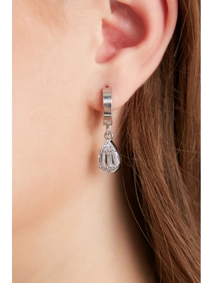 Normadia Kadın Zarif Su Damlası Tasarımlı Sallantılı Zirkon Taşlı Küpe