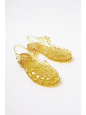 Mubiano Summer Kadın Jelly Toka Detay Şeffaf Altın Sim Düz SANDALET-MSTB844-SAS