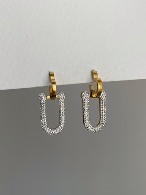 Normadia Şık Çelik Gold Taşlı Mers Model Sallantılı Küpe, Kararma Yapmaz