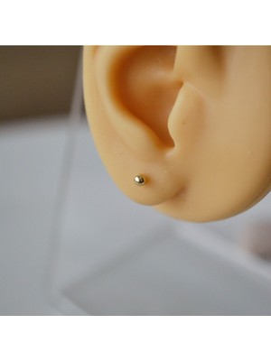 Normadia Parlak 3mm Altın Kaplama Çelik Top Küpe Tek Adet, Şık ve Zarif Tasarım