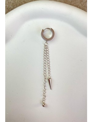 Normadia Şık Unisex 316L Cerrahi Çelik Sallantılı Zincirli Halka Küpe