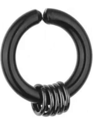 Normadia Şık Siyah Çelik Sıkıştırma Halka Küpe, Zarif Takı Aksesuarı