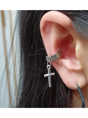 Normadia Şık ve Rahat Sallantılı Çelik Ear Cuff, Modern Takı Parçası