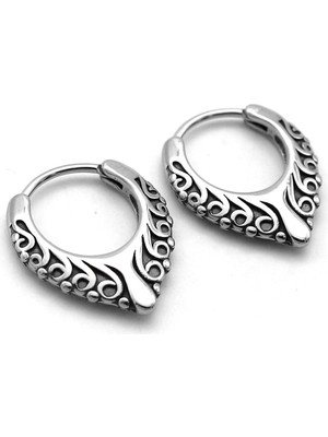 Normadia Vintage Tribal Damla Model Çelik Erkek Küpe, Şıklık ve Tarzın Tamamlayıcısı