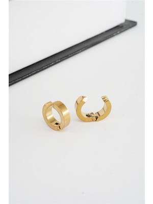 Normadia Şık Unisex 316L Paslanmaz Çelik 1.5 cm Sıkıştırmalı Halka Küpe