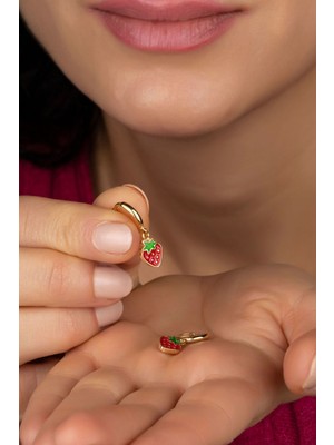 Normadia 925 Ayar Gümüş Sallantılı Mineli Çilek Küpe, Zarif ve Şık Takı