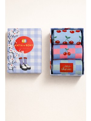 Katia & Bony Kadın 3'lü Kiraz Desenli Kutulu Soket Çorap