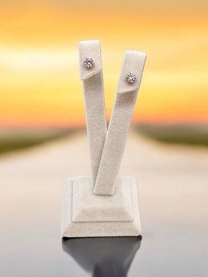 Normadia Şık Pırlanta Görünümlü Çelik Tek Taş Küpe Çift Seti