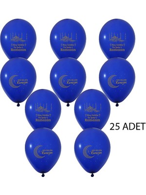 Pandoli Hoş Geldin Ya Şehr-I Ramazan 11 Ayın Sultanı Yazılı Latex Balon 25 Adet Koyu Mavi Lacivert Renk