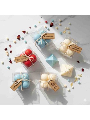 Neyşeligül Hediyelik Mini Bubble Mum Seti - Kına, Sünnet, Mevlüt ve Nikah Için Şeffaf Kutulu & Etiketli - 100 Adet
