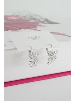 Normadia Kadın Zirkon Taşlı 925 Ayar Gümüş Klipsli Küpe Seti