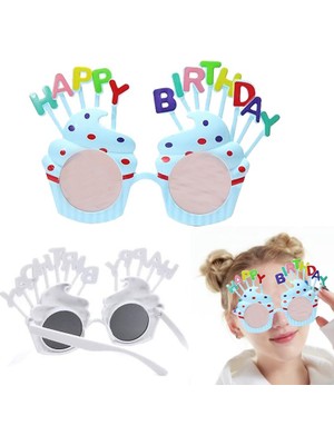 Pandoli Happy Birthday Krema Gözlük Mavi Renk Çocuk Yetişkin Uyumlu 1 Adet Hawaretro