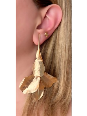 Normadia Vintage Çift Çiçekli Mat Küpe, Zarif ve Şık Aksesuar