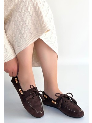 Kendim Fashion Elora Kahve Süet Babet