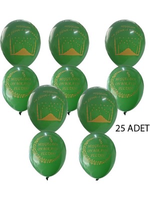 Pandoli Hoş Geldin Ya Şehr-I Ramazan 11 Ayın Sultanı Yazılı Latex Balon 25 Adet Yeşil Renk