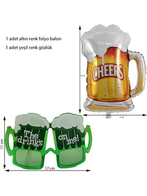 Pandoli Retro Disco Bira Bardağı Şekilli Folyo Balon ve Gözlük Set 1 Adet Oktoberfest