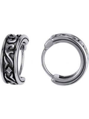 Normadia Vintage Tarzda Çift Erkek Çelik Küpe, Halka Geçirmeli, Şık Tasarım