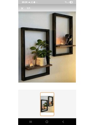 Woodenova 2'li Ahşap Çerçeveli Duvar Rafı