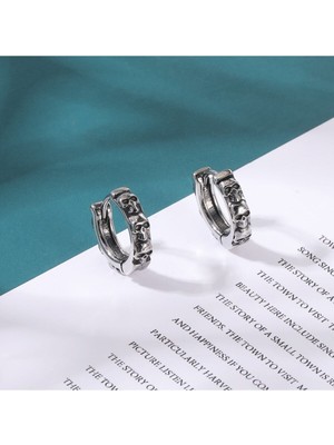 Normadia Gotik Kurukafa Geçirmeli Vintage Çelik Erkek Küpe Çift