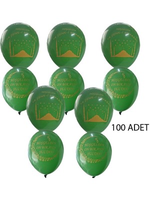 Pandoli Hoş Geldin Ya Şehr-I Ramazan 11 Ayın Sultanı Yazılı Latex Balon 100 Adet Yeşil Renk