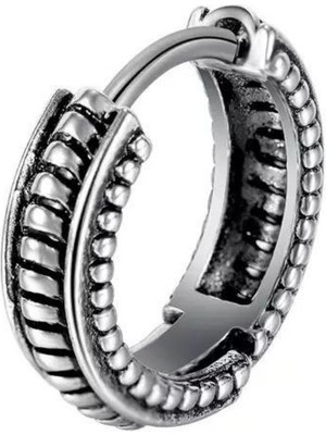 Normadia Unisex Gri Eskitme Retro Tarz Spor Çelik Halka Küpe