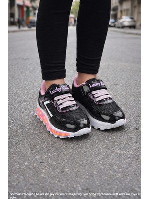 Minibonito Kız Çocuk Desenli Simli Günlük Sneaker Ayakkabı