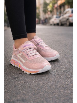 Minibonito Kız Çocuk Desenli Simli Günlük Sneaker Ayakkabı