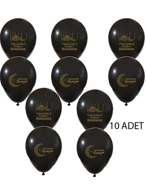 Pandoli Hoş Geldin Ya Şehr-I Ramazan 11 Ayın Sultanı Yazılı Latex Balon 10 Adet Siyah Renk