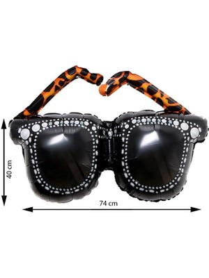 Pandoli Retro Disco Taşlı Siyah Renk Tarz Gözlük Folyo Balon 1 Adet 74X40 cm