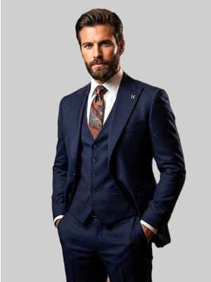 HERMOSE Signature  | Derin Lacivert Yelekli Takım Elbise