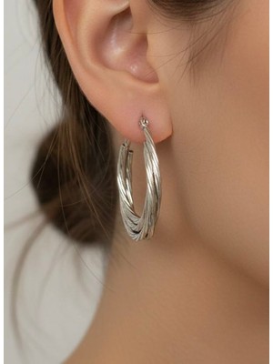 Nurora Gümüş Çoklu Dizi Çelik Halka Küpe