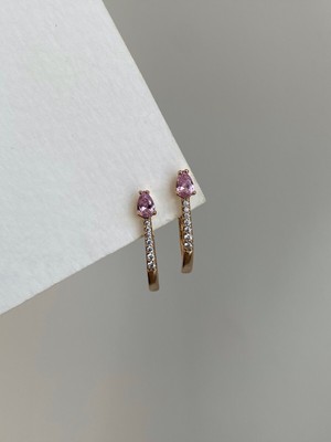 Normadia Şık Rose Gold Pembe Damla Taşlı Çelik Küpe, Uzun Ömürlü ve Kararma Yapmaz