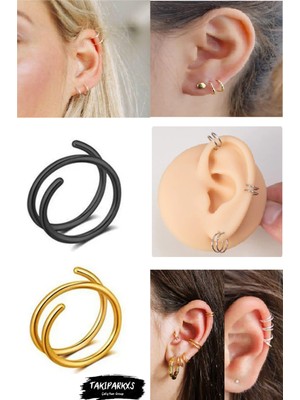 Normadia Black Gold Unisex Septum ve Dudak Hızma, Küpe 2'li Set