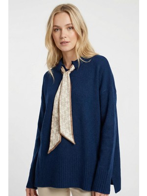 Rays Laci Fular Detaylı Dik Yaka Kadın Triko Kazak 2465