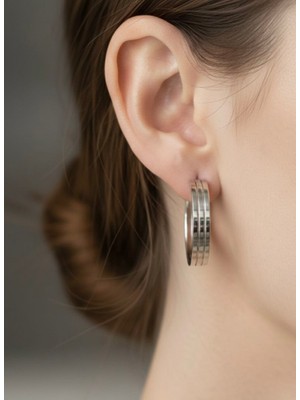 Nurora Gümüş U Çelik Küpe