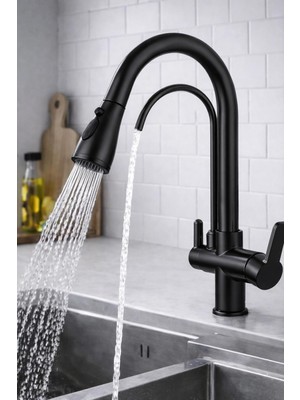 HT Prima Spiralli Arıtmalı Üç Yollu Modern Tasarım Mutfak Eviye Bataryası