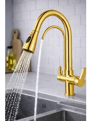 HT Prima Spiralli Arıtmalı Üç Yollu Modern Tasarım Mutfak Eviye Bataryası